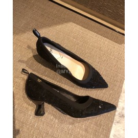 Fendi Black Silk Leather High Heels For Women 