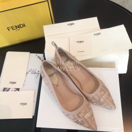 Fendi Pink Silk Leather High Heels For Women 