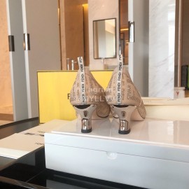 Fendi Pink Silk Leather High Heels For Women 