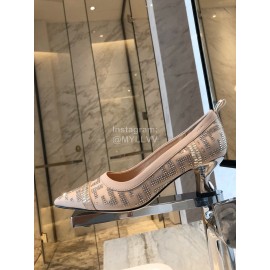 Fendi Pink Silk Leather High Heels For Women 