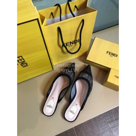 Fendi Fashion Black Mesh Pointed Sandals For Women