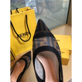 Fendi Fashion Black Mesh Pointed Sandals For Women