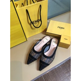 Fendi Fashion Black Mesh Pointed Sandals For Women