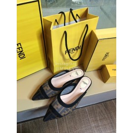 Fendi Fashion Black Mesh Pointed Sandals For Women