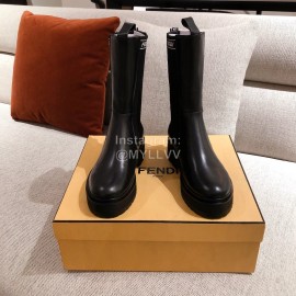 Fendi Fashion Black Leather Boots For Women