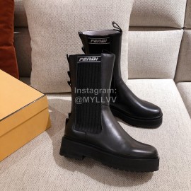 Fendi Fashion Black Leather Boots For Women