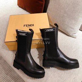 Fendi Fashion Black Leather Boots For Women