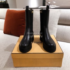 Fendi New Black Leather Boots For Women