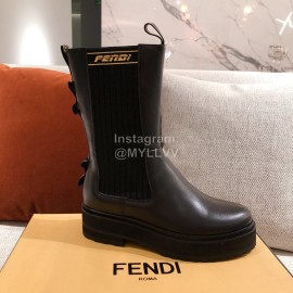 Fendi New Black Leather Boots For Women