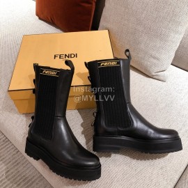 Fendi New Black Leather Boots For Women
