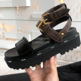 Fendi Summer Platform Black Patent Leather Sandals For Women
