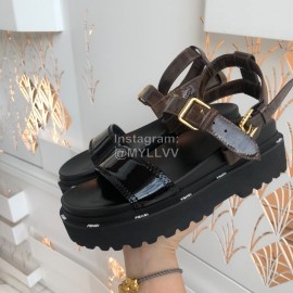 Fendi Summer Platform Black Patent Leather Sandals For Women