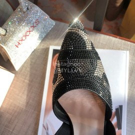 Fendi New Shining Sequin Pointed High Heel Sandals For Women Black