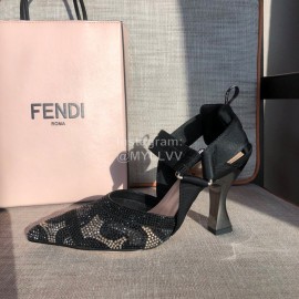 Fendi New Black Shining Sequin Pointed High Heel Sandals For Women