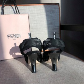 Fendi New Black Shining Sequin Pointed High Heel Sandals For Women