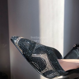 Fendi New Black Shining Sequin Pointed High Heel Sandals For Women