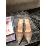 Fendi Spring Summer New Shining Sequin Pointed High Heel Sandals For Women Gold