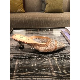 Fendi Spring Summer New Shining Sequin Pointed High Heel Sandals For Women Gold