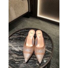 Fendi Spring Summer New Shining Sequin Pointed High Heel Sandals For Women Gold