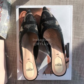 Fendi Spring Summer New Shining Sequin Pointed High Heel Sandals For Women Black