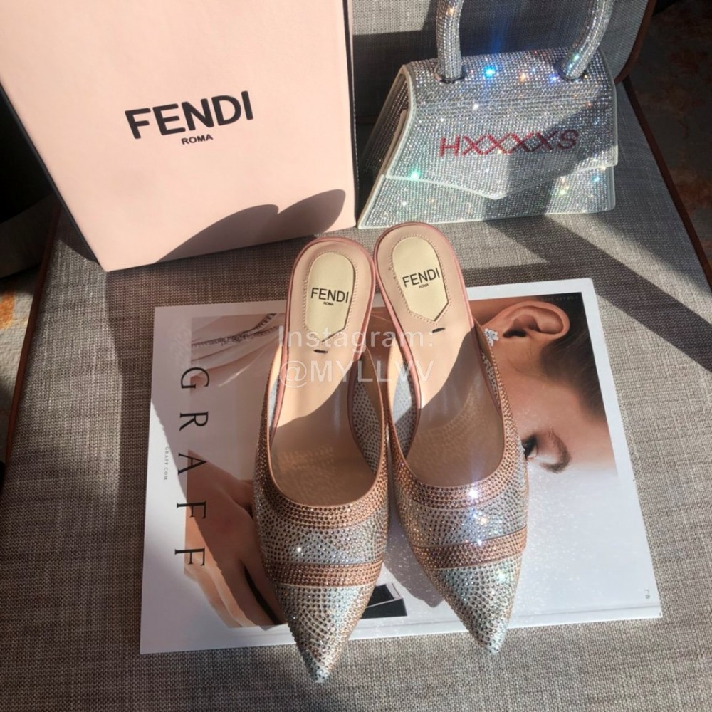 Fendi Spring Summer New Shining Sequin Pointed High Heel Sandals For Women