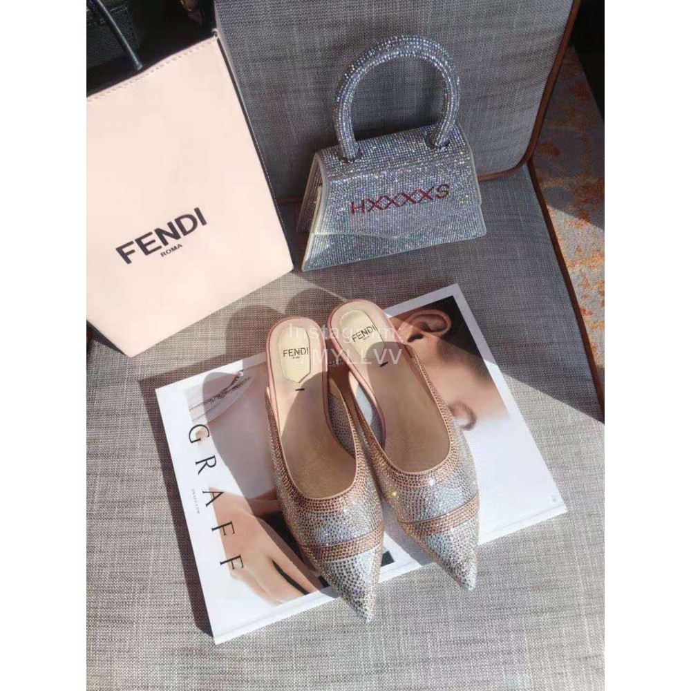 Fendi Spring Summer Fashion Shining Sequin Pointed High Heel Sandals For Women