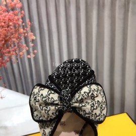 Fendi Exquisite Embroidered Jacquard Bow High Heeled Sandals For Women