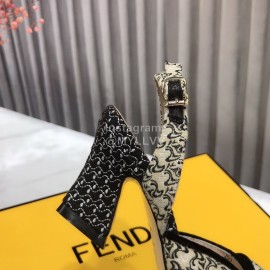 Fendi New Embroidered Jacquard Bow High Heeled Sandals For Women
