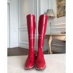 Fendi New Patent Leather Long Boots For Women Red