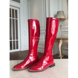 Fendi New Patent Leather Long Boots For Women Red