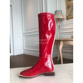 Fendi New Patent Leather Long Boots For Women Red