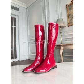 Fendi New Patent Leather Long Boots For Women Red