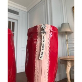 Fendi New Patent Leather Long Boots For Women Red