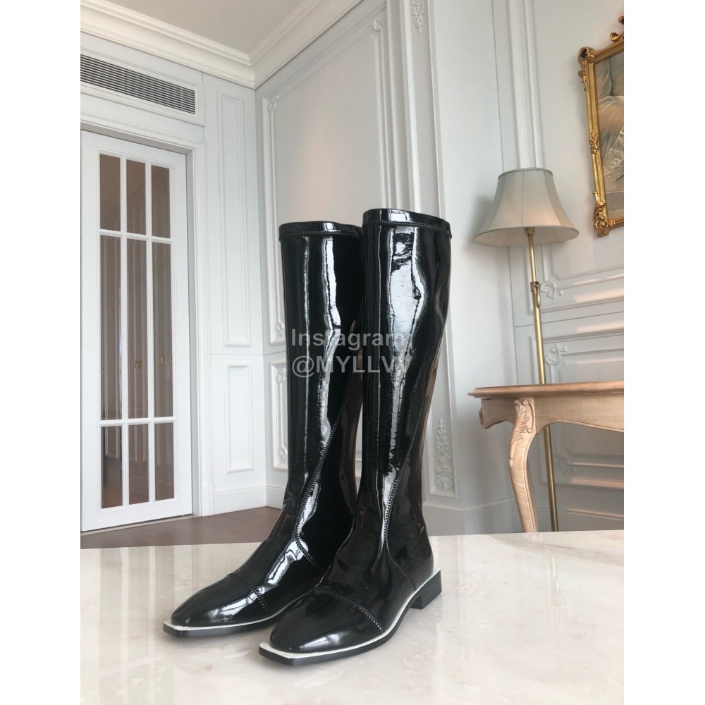 Fendi New Patent Leather Long Boots For Women Black