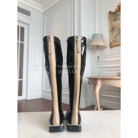 Fendi New Patent Leather Long Boots For Women Black
