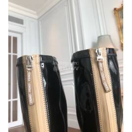 Fendi New Patent Leather Long Boots For Women Black
