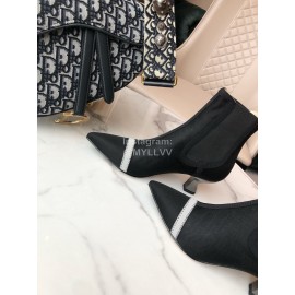 Fendi New Calf Leather High Heel Short Boots For Women Black