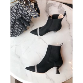 Fendi New Calf Leather High Heel Short Boots For Women Black