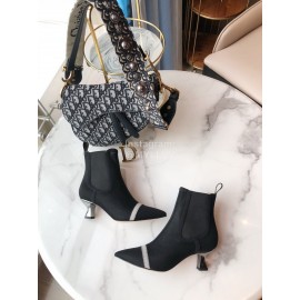 Fendi New Calf Leather High Heel Short Boots For Women Black