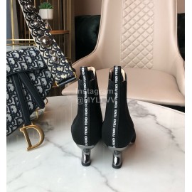 Fendi New Calf Leather High Heel Short Boots For Women Black