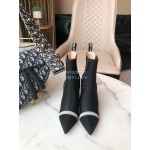 Fendi Fashion Calf Leather High Heel Short Boots For Women Black