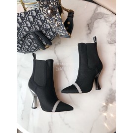 Fendi Fashion Calf Leather High Heel Short Boots For Women Black