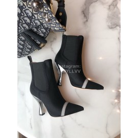 Fendi Fashion Calf Leather High Heel Short Boots For Women Black