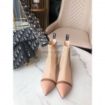 Fendi New Calf Leather High Heel Short Boots For Women Pink