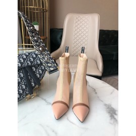 Fendi Fashion Calf Leather High Heel Short Boots For Women Pink