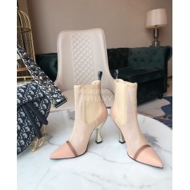 Fendi Fashion Calf Leather High Heel Short Boots For Women Pink