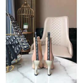 Fendi Fashion Calf Leather High Heel Short Boots For Women Pink