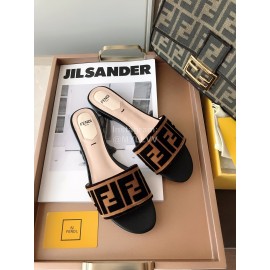 Fendi New Double F Letter Velvet Sheepskin Slippers For Women