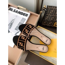 Fendi New Double F Letter Velvet Sheepskin Slippers For Women