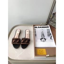 Fendi New Double F Letter Velvet Sheepskin Slippers For Women